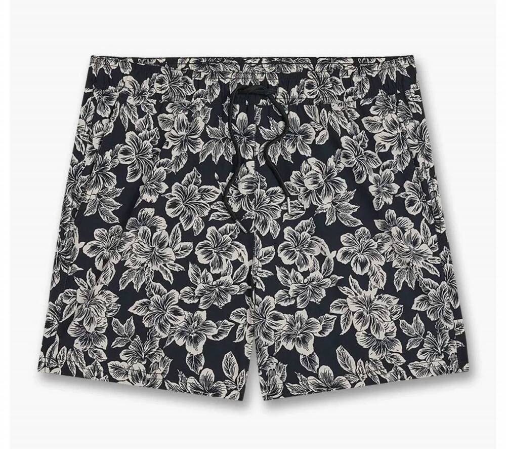 NEW FAIR HARBOR men's bungalow trunk in black hibiscus